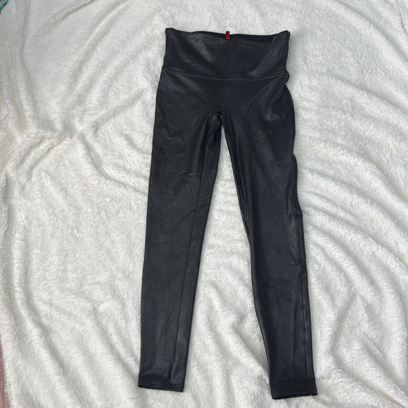 Spanx Faux Leather Shimmer Leggings Black L - Picture 3 of 5